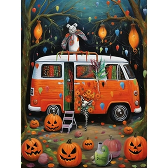 The Dogs of Halloween car 200 Piece Jigsaw Puzzle for Adults Wall Art Gift