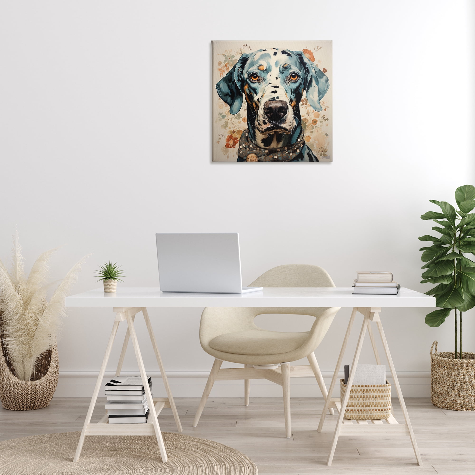 Stupell Industries Dog Portrait with Paint Splatter Animals & Insects Painting Gallery Wrapped Canvas Art Print Wall Art, 24 x 24