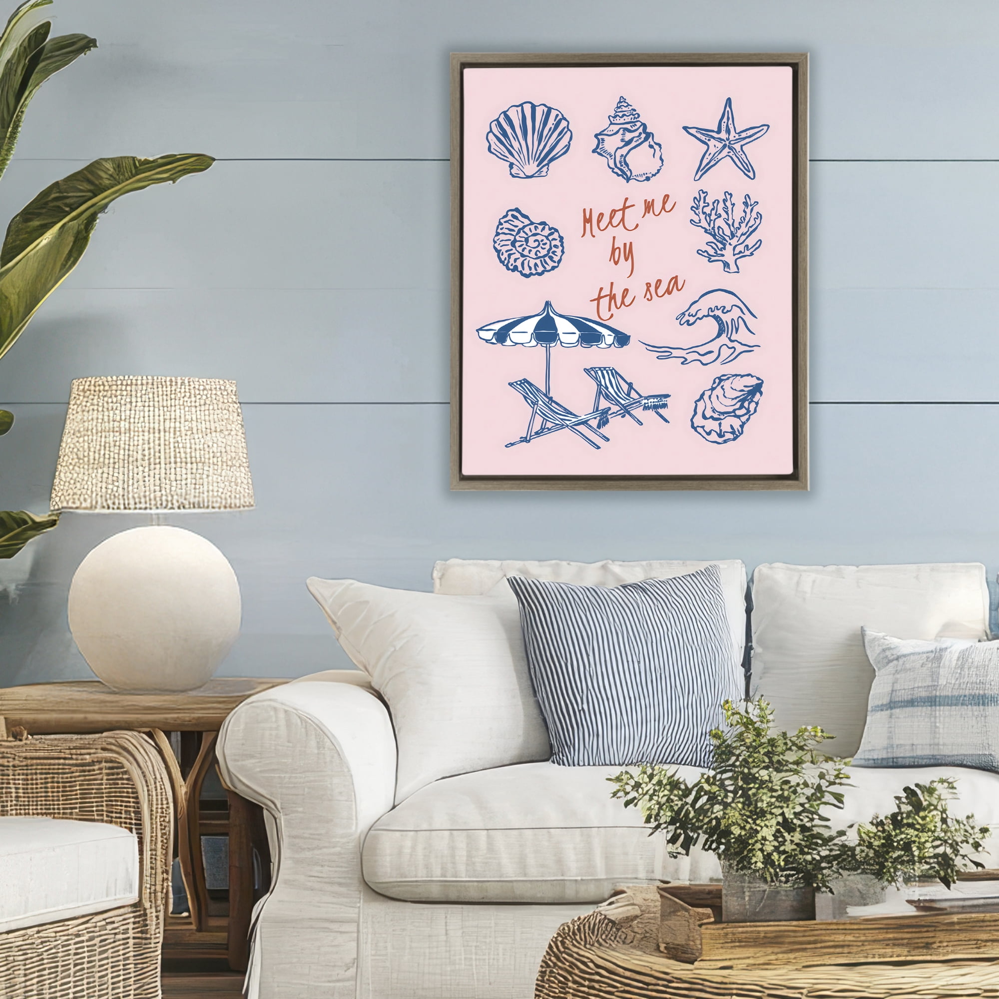 Stupell Industries Meet Me By The Sea Brown Framed Floater Canvas Wall Art, design by The Prints Vibe