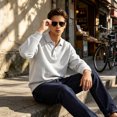 thumbnail image 6 of Fabrcox Polo Shirts for Men Long Sleeve Regular Fit Collared Golf Shirt Men Button Casual Outdoor Sports Office Work Shirt Men White L, 6 of 6