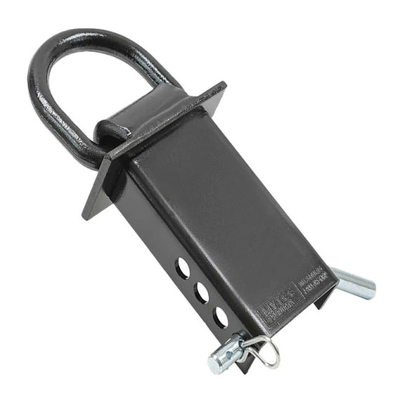 Piquet de Remorque Réglable Robuste avec Anneau en D Enduit de Poudre Noire avec Goupille d'Attelage 1/2 Pouces, Limite de Charge 5400 lbs & 4 Trous Réglables Piquet de Poche en D avec Attache Utilitaire