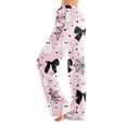 thumbnail image 3 of Womens Halloween Pajama Pants Loose Fit Sleep Lounge Bottoms Full Length Straight Leg Pull On Pajamas Elastic Waist No Drawstring Soft Homewear Light pink XL, 3 of 6
