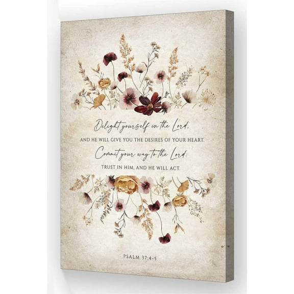 Psalm 37 4-5 Delight Yourself In The Lord Bible Verse Wall Artwork for Bathroom Poster Landscape Wall Hanging Pictures