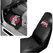 NCAA Ohio State 2 pc Front Floor Mats and Ohio State Car Seat Cover Value Bundle