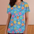 thumbnail image 4 of Fewfanhot Womens Shirts V-Neck Short Sleeve Cute Bunny and Eggs Printed Nurse Working Uniforms with Pockets, 4 of 6