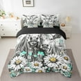 thumbnail image 2 of Erosebridal Highland Cattle Bedding Sets Queen Size, Chic Daisy Flower Floral Comforter Sets with Sheets, Farm Animal Room Decorative, Reversible 7 Pieces, 2 of 4