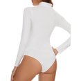 thumbnail image 3 of MANIFIQUE Mock Neck Cutout Front T Shirt Long Sleeve Bodysuit for Women, 3 of 6