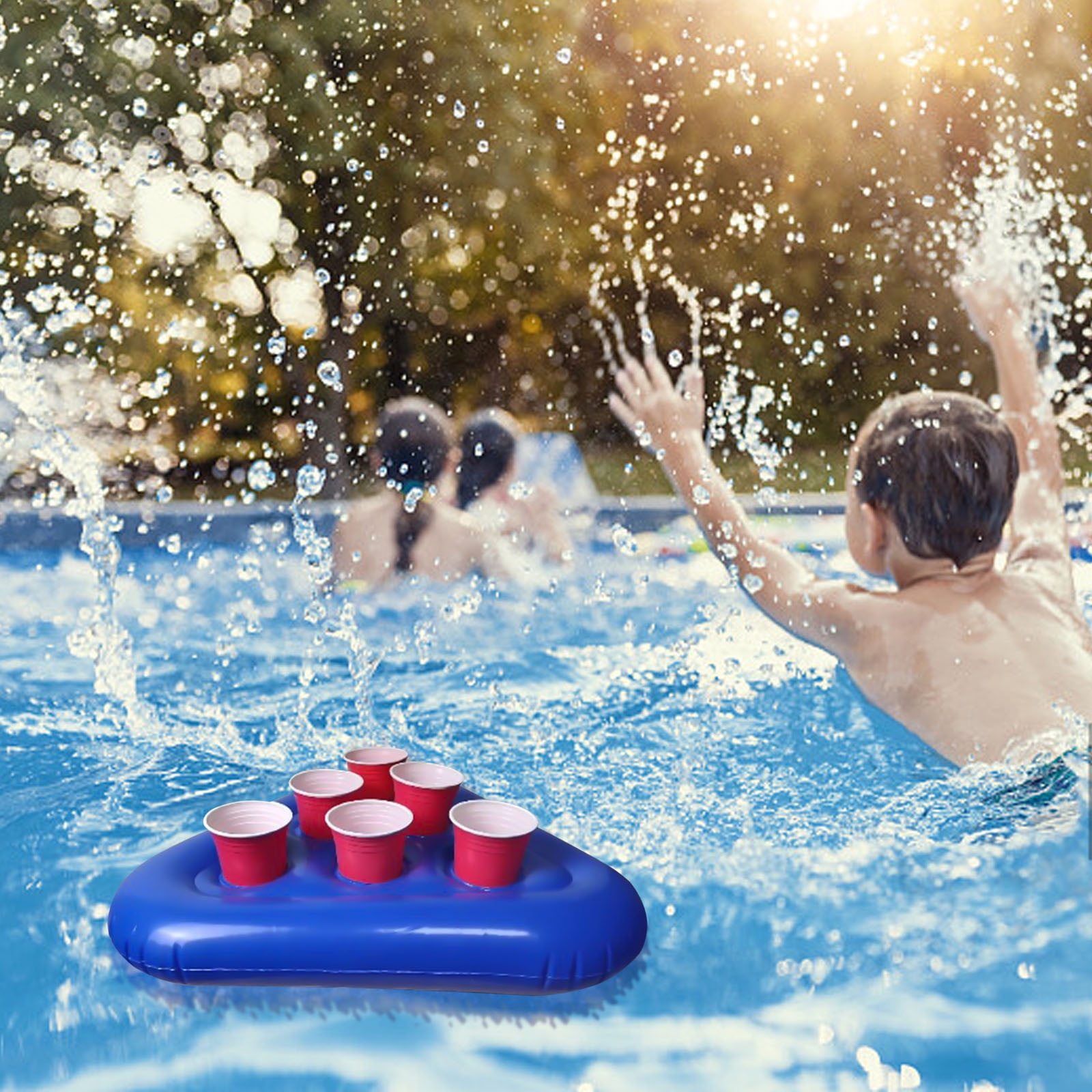 JilgTeok 5 Packs Inflatable Pool Drink Float with 6 Holes for Drinks and Snacks, Floating Tray for Hot Tub, Beach & Pool Parties, Lightweight PVC Accessory for Spa and Swimming Pools