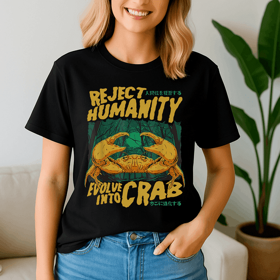 Reject Humanity Crab Shirt, Horror Crab Horror T shirt, Meme Shirt, Funny Shirts, Funny Gift, Graphic Tees