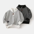 thumbnail image 4 of GYRATEDREAM Toddler Baby Boys' Contrast Color Stand Collar Striped Sweatshirt Kids Spring Autumn Casual Long Sleeve Pullover with Half Zipper Patch for 2-10 Years, 4 of 4