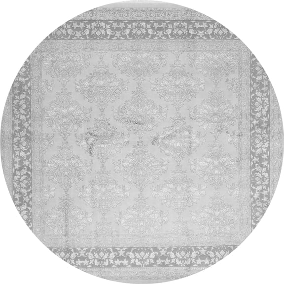 Ahgly Company Indoor Round Abstract Gray Contemporary Area Rugs, 4' Round