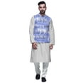 thumbnail image 1 of Atasi Solid Kurta Pajama & Printed Nehru Jacket Set For Mens Party Wear, 1 of 3