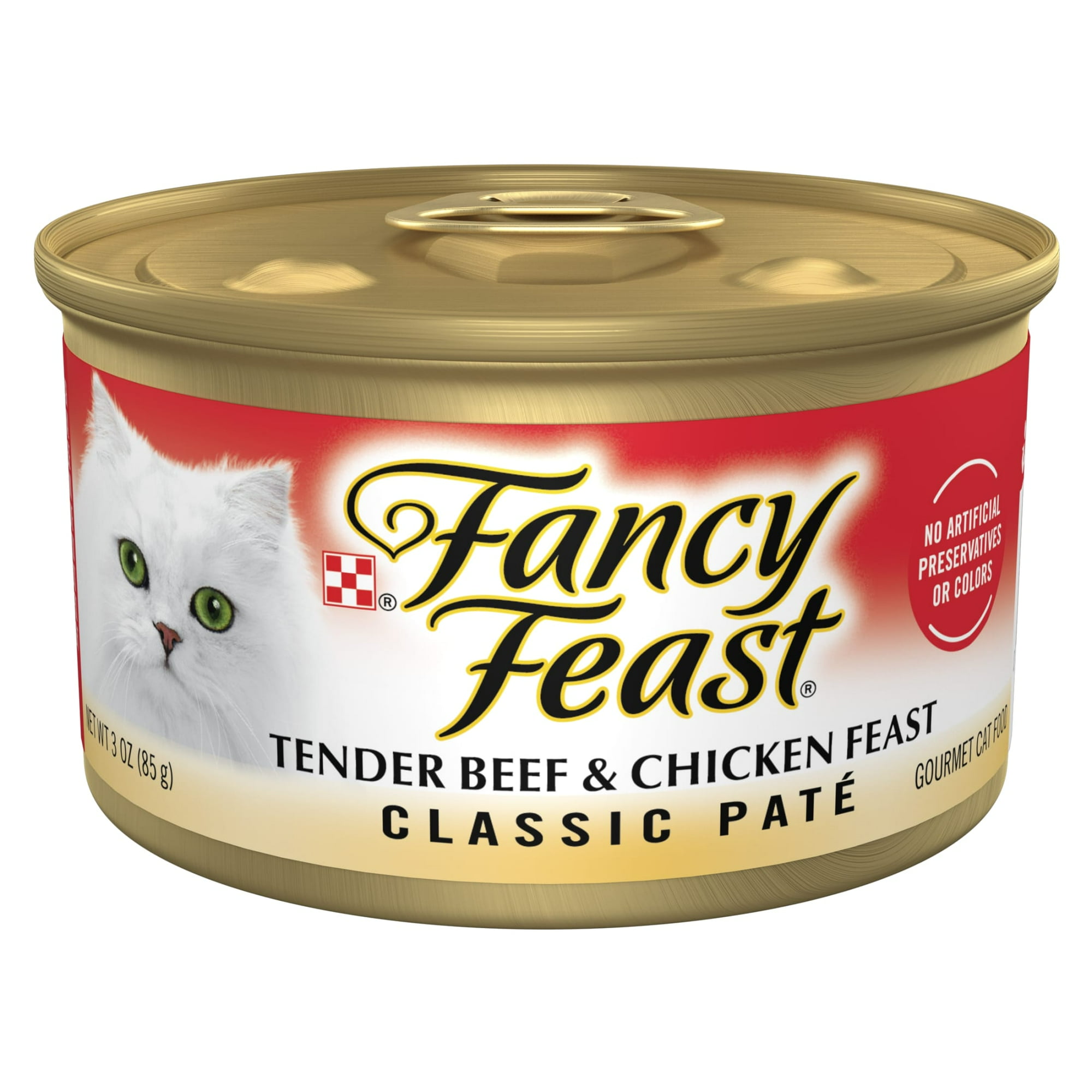 Purina Fancy Feast Tender Beef and Chicken Feast Classic Grain Free Wet Cat Food Pate, 3 oz, 24 Pack