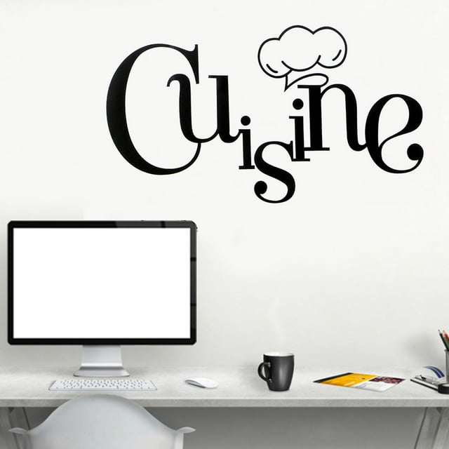Decoración de cocina, 5 piezas de pegatinas de pared con letras en inglés, papel tapiz, funcionamiento suave