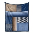 thumbnail image 1 of Letter I Throw Blanket, Gradient Colors and Curvy Leafs Stylish ABC with Abstract and Modern Art, Flannel Fleece Accent Piece Soft Couch Cover for Adults, 70" x 90", Night Blue Eggshell, by Ambesonne, 1 of 4