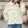 thumbnail image 5 of qucoqpe Winter Fleece Warm Jacket for Women Trendy Casual Button Down Lapel Plushy Coat with Pockets, 5 of 6