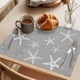 thumbnail image 3 of Vintage Dark Gray Starfish Placemats Set of 6 Summer Coastal Beach Marine Place Mats Indoor Wipeable Table Mats Washable Cloth Dining Table Placemats for Kitchen Holiday Party Home Decor 13x19 Inch, 3 of 9