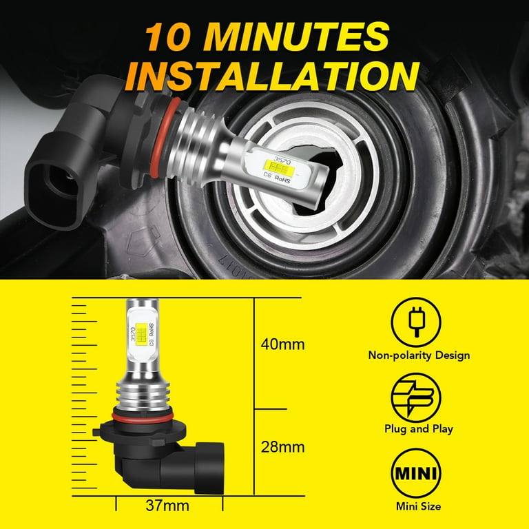 For Dodge Charger 2006-2009 White LED Headlight Bulb Kit Fog Light 9005  9006 9145 6Pcs,3570 - Walmart.com