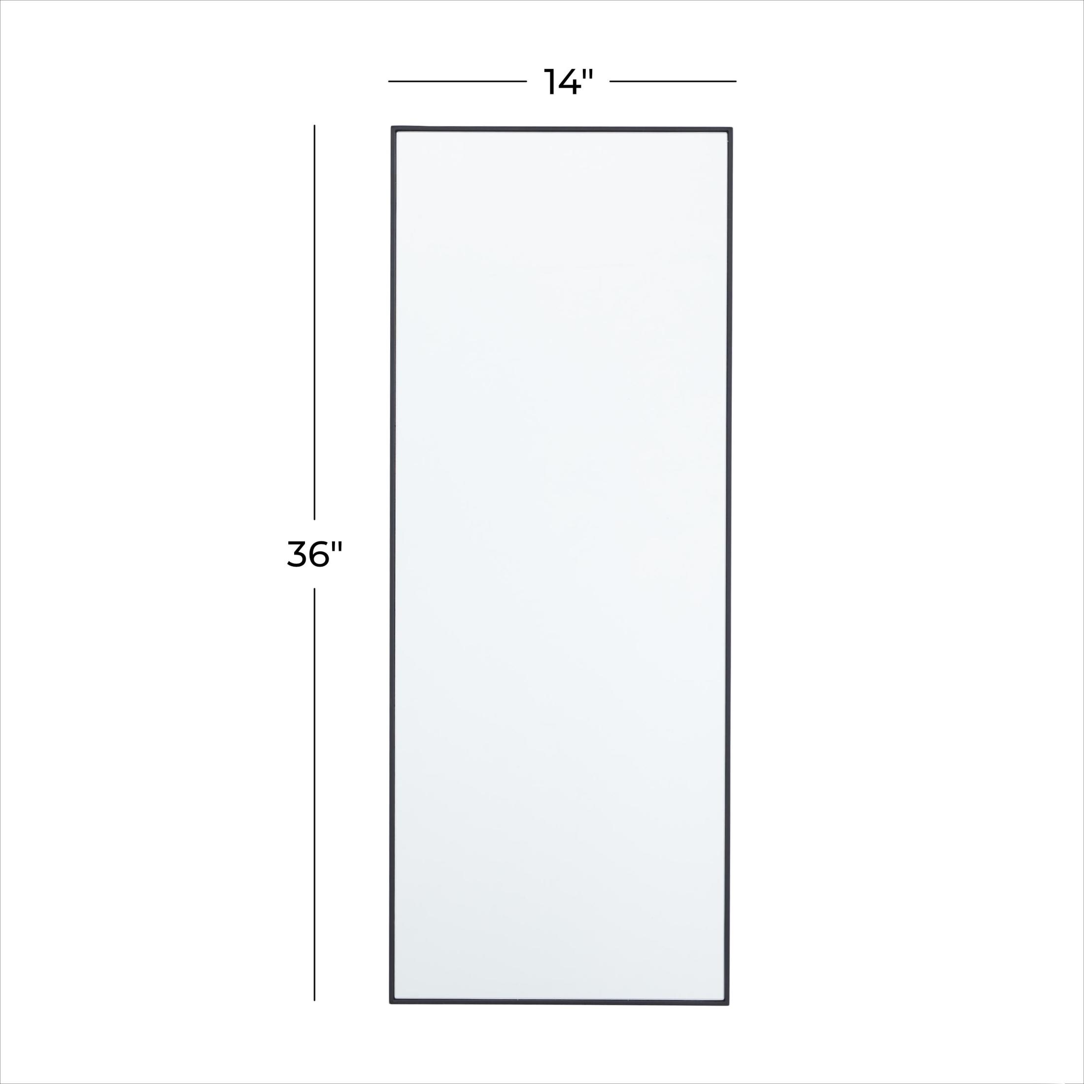 DecMode 14" x 36" Black Wall Mirror with Thin Frame