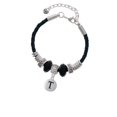 thumbnail image 2 of Delight Jewelry Silvertone Capital Letter - T - Pebble Disc - Niece Celtic Knot Leather Bead Bracelet, 7"+2" Extender, 2 of 4