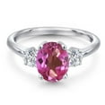 thumbnail image 3 of Gem Stone King 925 Sterling Silver Pink Mystic Topaz and Lab Grown Diamond Engagement Ring for Women | 2.74 Cttw | Oval 9X7MM | Gemstone November Birthstone | Size 7, 3 of 6