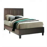 Better Home Products Elegant Faux Leather Upholstered Panel Bed Twin in Tobacco