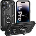 thumbnail image 1 of Funda Sumao para iPhone 14 Pro con anillo, fina, de silicona líquida, de grado militar, a prueba de golpes, color negro, 1 of 8
