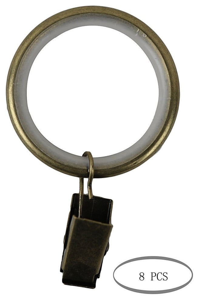 Curtain Rings With Clips 1 5 Antique Brass Set Of 16 Walmart Com