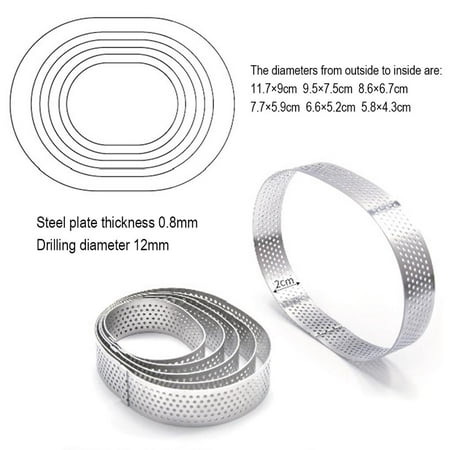 

Perforated Cake Rings Stainless Steel Molds Dessert Mousse Moulds Cheese Tower Kitchen Baking Tools Pack of 6 Round/Oval/Rectangle