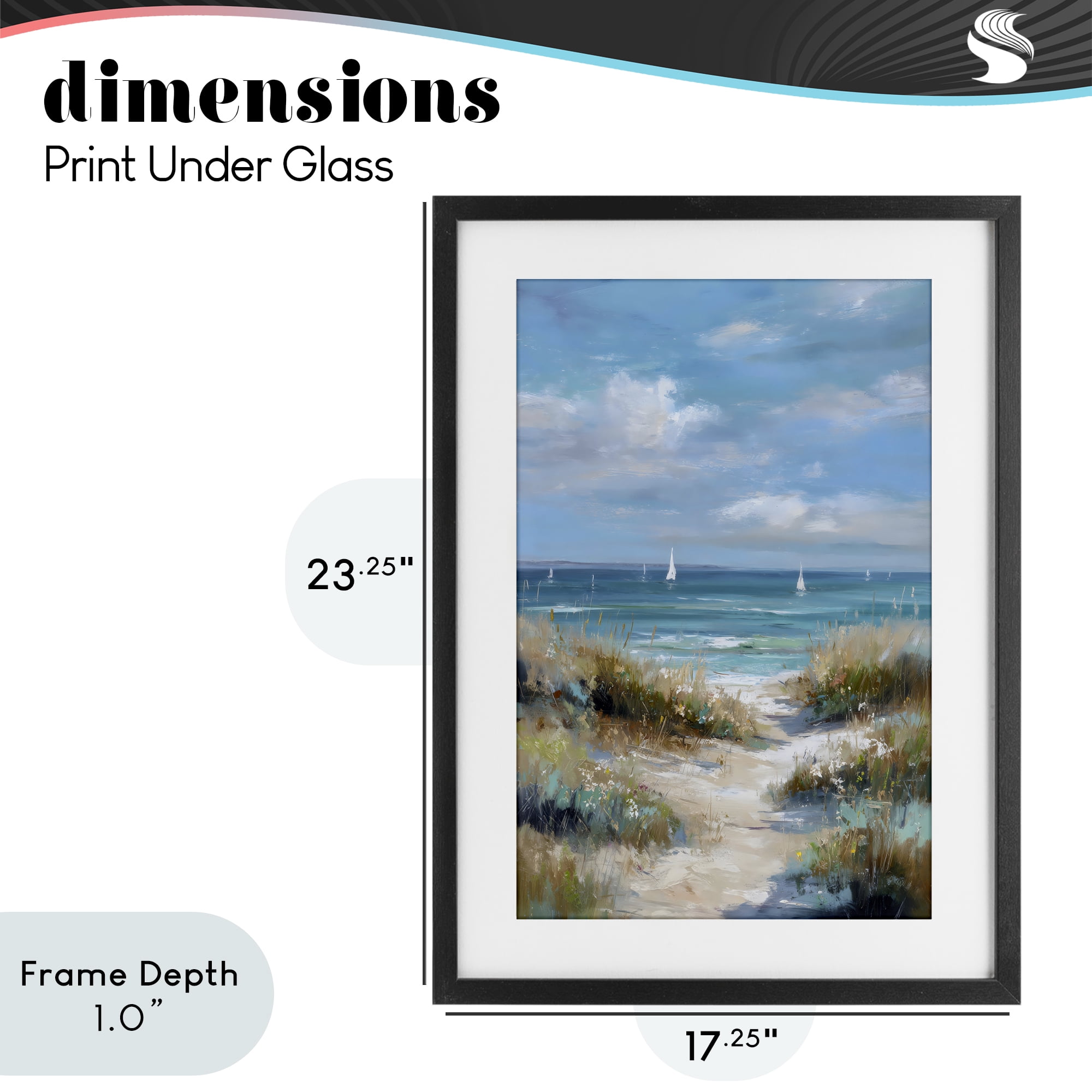 Stupell Industries Sailboat Path Impression Black Framed Print Under Glass, design by Petal Prints Design