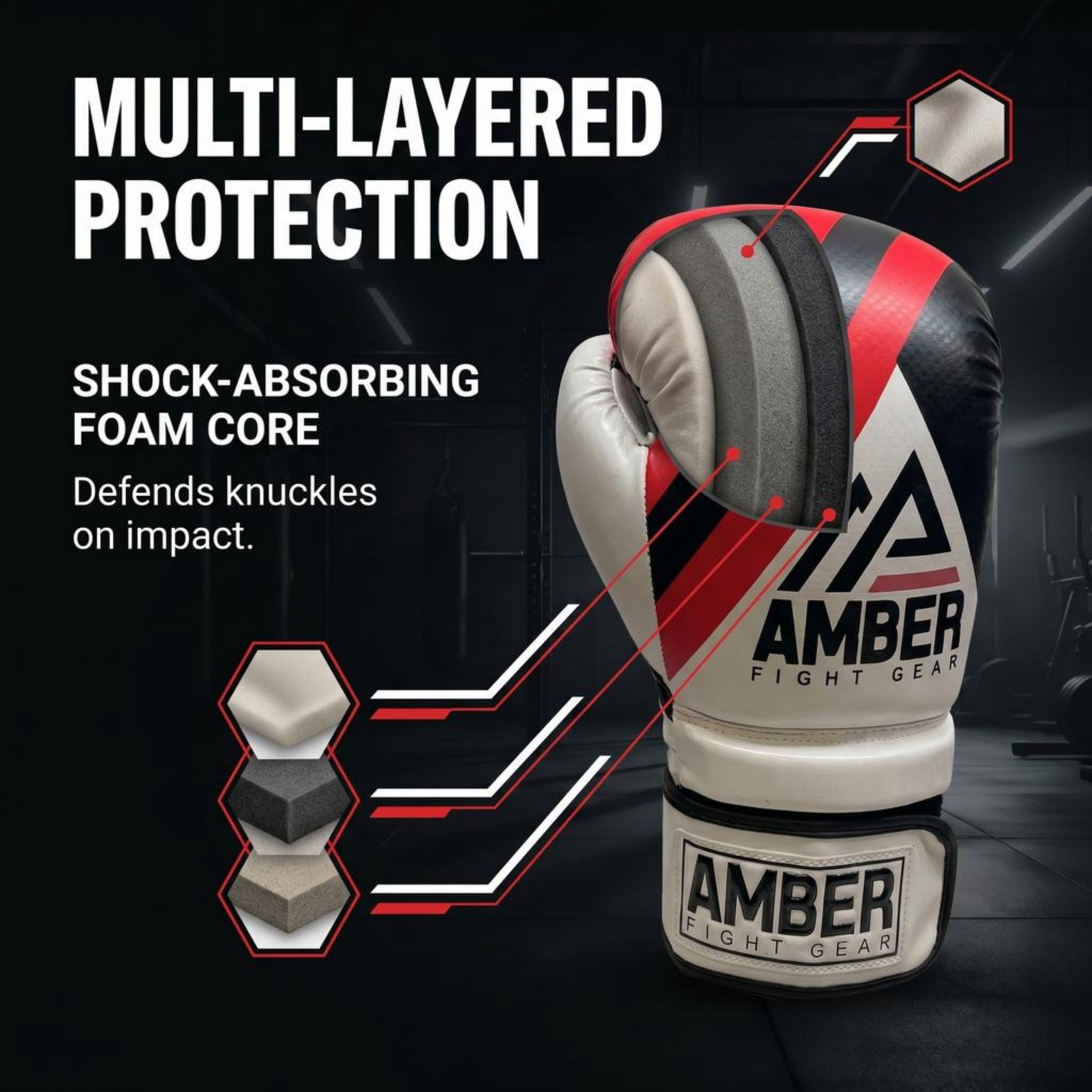 Fury Boxing Gloves - Kickboxing, Muay Thai Training Gloves, Sparring Punching Bag Mitts, Durable PU, Shock-Absorbing Foam Core, Non-Slip Wrist Support, Multi-Sport Glove, Red/Black, 16oz
