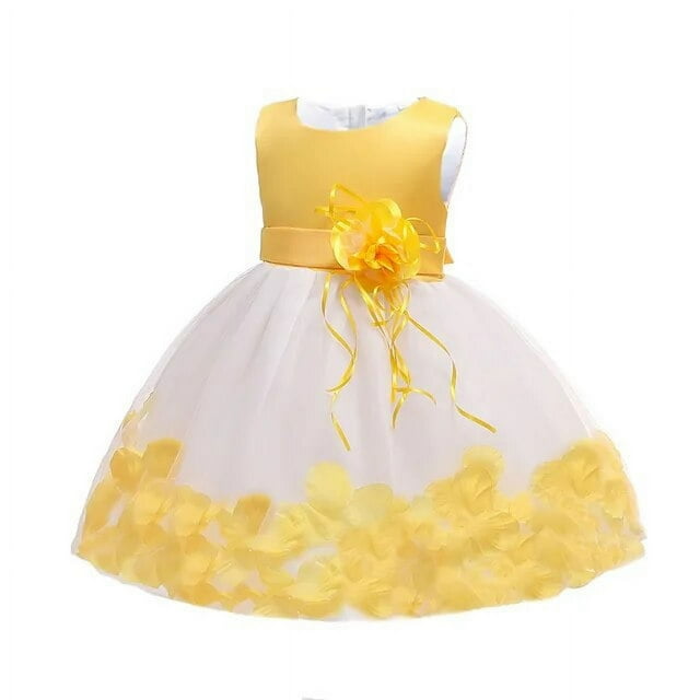 Robes de Cérémonie pour Tout-Petits et Bébés de 0 à 2 Ans, Robes de Baptême, Robe Rose, Violette, Bleue et Jaune pour Bébés Filles, Baptême