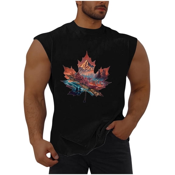 Taqqpue Mens Graphic Tank Tops Casual Crewneck Sleeveless Shirts Loose Fit Quick Dry Workout Gym Muscle Tee Tops for Swim Beach