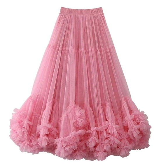 RUTAYY Elegant Party Skirt Women Layered High Waist Flared Midi Skirt For Evening Gala Prom Night Out Formal Occasions Solid Color Smocked Boho Pleated Skirts