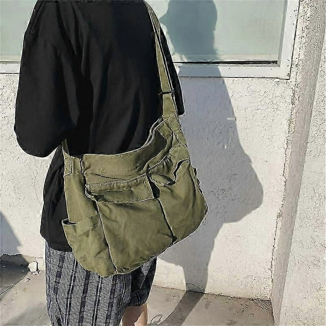 Large Capacity Canvas Messenger Bag Bag with Multiple Compartments Casual Bag Women Men Shoulder Bag