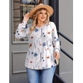thumbnail image 4 of Zeagoo Womens Plus Size Tops Puff Long Sleeve T-Shirts Pleated V Neck Tunics Fall Dressy Casual Loose Blouse, 4 of 5