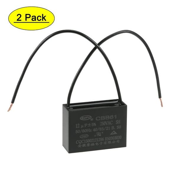 Uxcell 12uF 250V AC 2 Wires CBB61 Ceiling Fan Capacitors 2 Pack