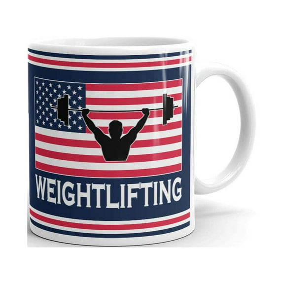 Weightlifting Gear American Pride Coffee Tea Ceramic Mug Office Work Cup Gift 11 oz