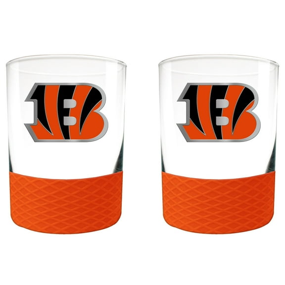 Cincinnati Bengals 2-Pack 14oz. Rocks Glass Set with Silcone Grip