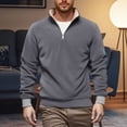thumbnail image 2 of KHONTS Men's Quarter Zip Polar Fleece Pullover Sweatshirts Long Sleeve Half Zip Fleece Jacket Thermal pullovers Grey XXL, 2 of 9