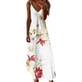 thumbnail image 1 of Gibobby Vestidos Casuales para Mujer Vestido largo con estampado de flores y cuello en V sin mangas sexy de verano para mujer(Blanco,CH), 1 of 4