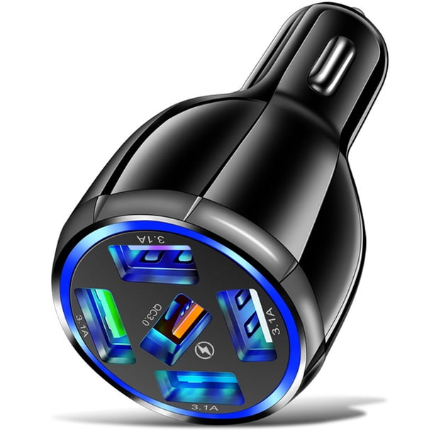 Cargador De Coche Usb De 5 Puertos 15A Cargador De Coche De Carga Rápida Adaptador De Encendedor De Cigarrillos Cargador De Teléfono De Coche De Apagado Automático Usb Para Coche Camión Suv Power Bank Muyoka Hogar