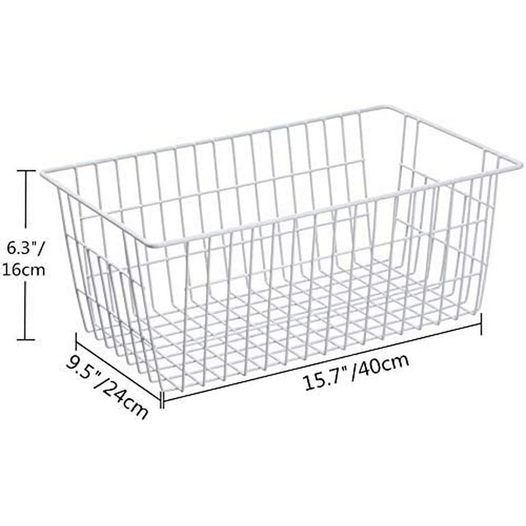 Wire Storage Baskets, Farmhouse Metal Wire Basket Freezer Storage Organizer  Bins With Handles(blac
