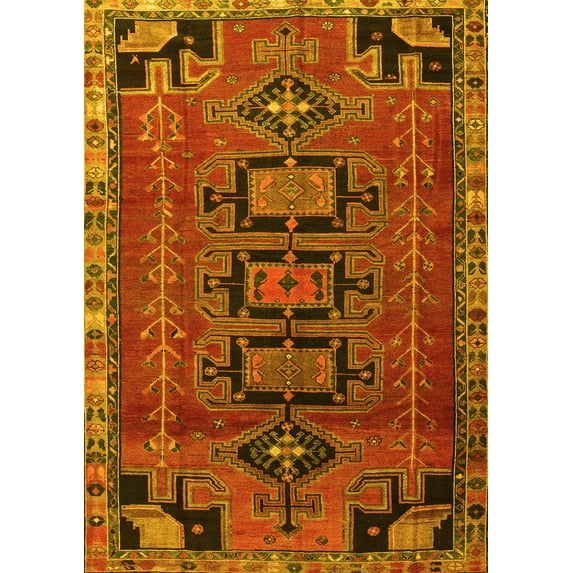 Ahgly Company Indoor Rectangle Persian Yellow Traditional Area Rugs, 8' x 10'