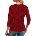 thumbnail image 4 of qucoqpe Womens Summer Tops Fashion Casual Floral Printed V Neck 3/4 Sleeve Shirts Trendy Dressy Blouses, 4 of 5
