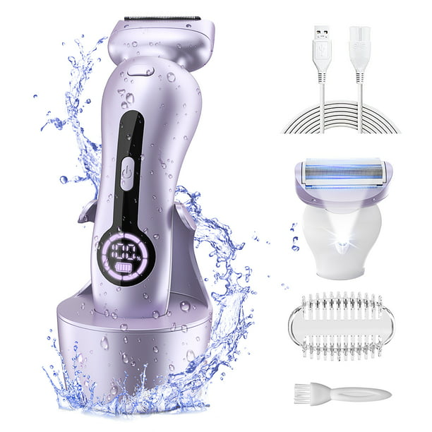 Shaver for Women, Womens Electric Razor Lady IPX7 Waterproof Legs Arm Underarm Painless Epilator Body Hair Remover Rechargeable Wet Dry Use Trimmer W/ Charging & LCD Display - Walmart.com