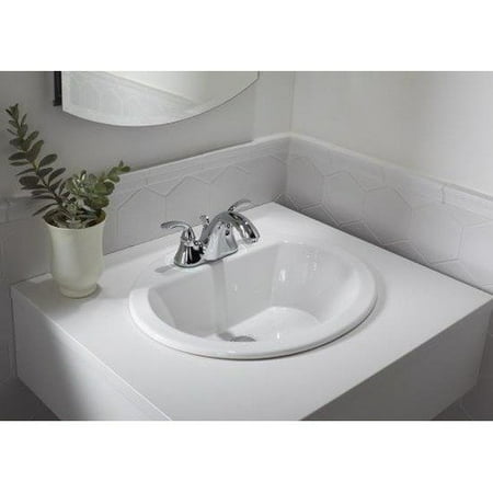 KOHLER K-2699-1-0 Bryant Oval Self-Rimming Bathroom Sink with Single-Hole Faucet Drilling, White