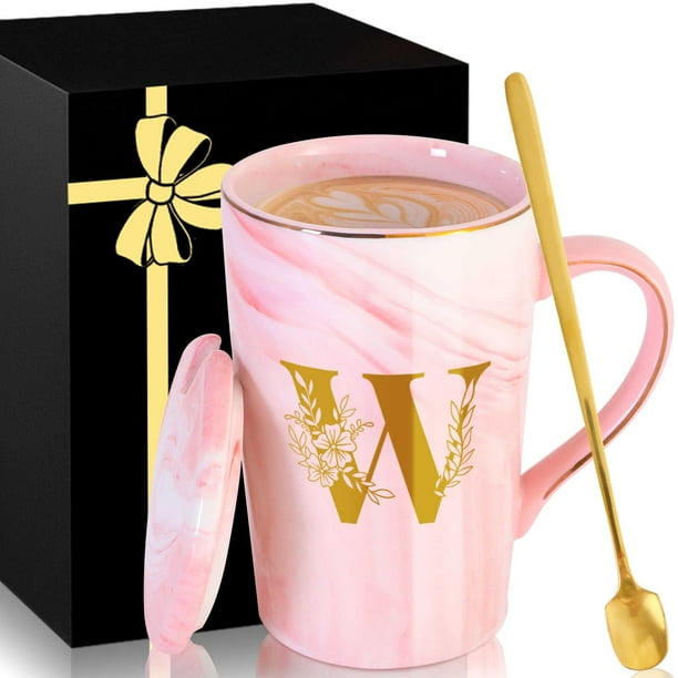Taza de café de cerámica con tapa, elegancia personalizada, mármol rosa