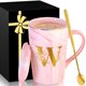 thumbnail image 1 of Taza de café de cerámica con tapa, elegancia personalizada, mármol rosa, 1 of 7