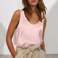 thumbnail image 2 of Holzkary Women's Satin Tank Tops V Neck Camisole Casual Cami Sleeveless Shirt Blouses Silky Basic Tanks Women's Satin Sleeveless Top Round Neck Trade Color Ding Loose Vest Red M, 2 of 6